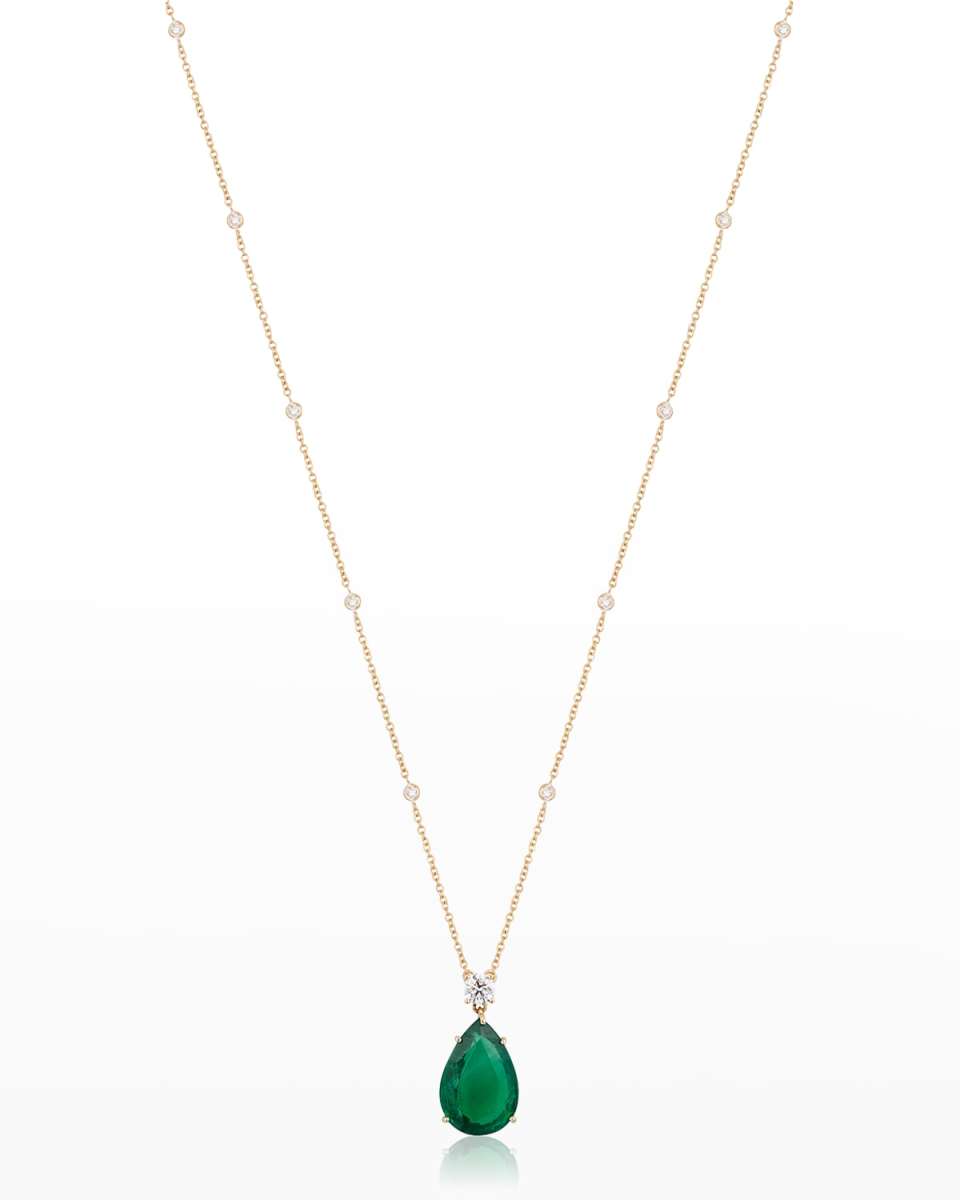 Zambian Emerald and Diamond Pendant Necklace